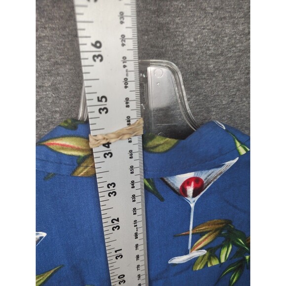 Aftco Shirt Mens 2x Hawaiian Martini Blue water Short Sleeve - Picture 7 of 7